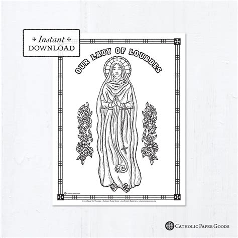 Catholic Coloring Page - Our Lady of Lourdes - Catholic Saints
