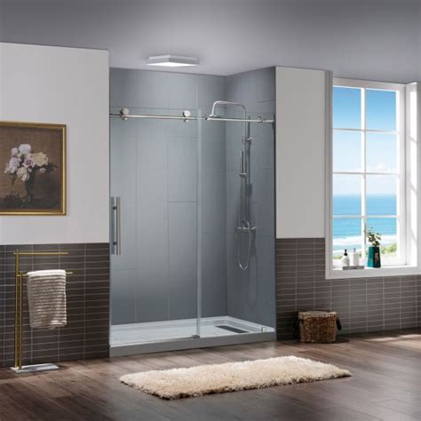 ᐅ【woodbridge Frameless Sliding Shower Doors With Soft Close System 56 60 Width X 76 Height
