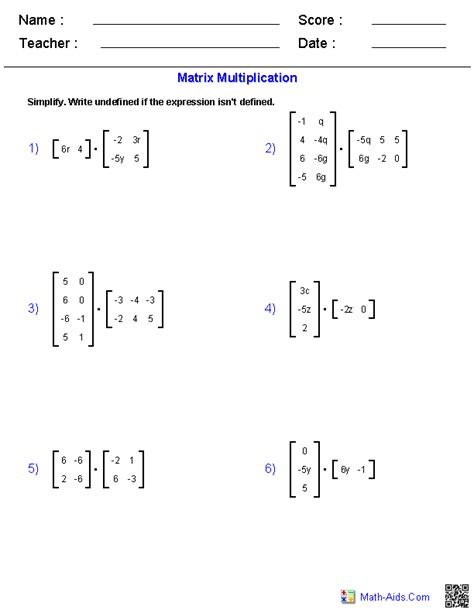 Algebra 2 Worksheets Matrices Worksheets Word Problem Worksheets