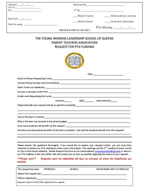 Fillable Online Pta Request Form Doc Fax Email Print Pdffiller