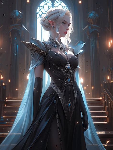 Premium AI Image Oda Non Style Elsa Anime Posing Sith Ice Palace