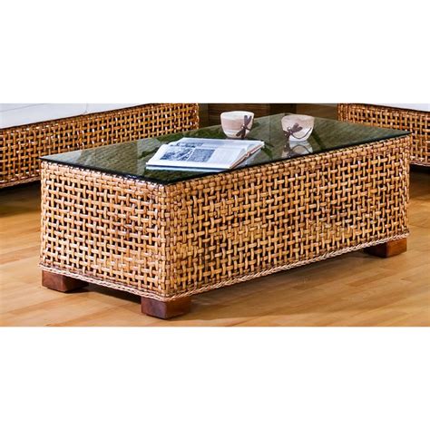 This set includes 2 armrest chairs and 1 coffee table. Hospitality Rattan Rattan & Wicker Coffee table with Glass ...