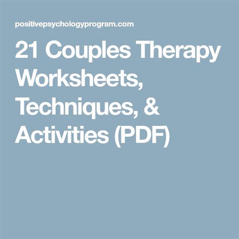 21 Couples Therapy Worksheets Techniques And Activities Pdf Couples