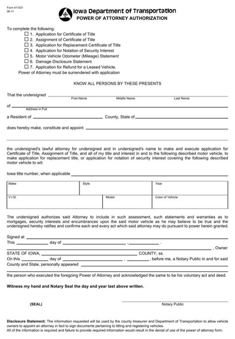 Download Iowa Power Of Attorney Authorization Form For Free Formtemplate