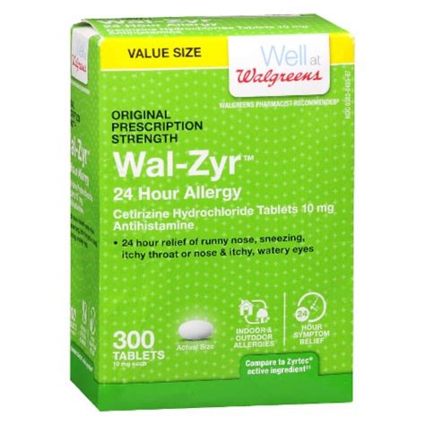 Walgreens Wal Zyr 24 Hour Allergy Tablets 10 Mg 300 Ct Marianos
