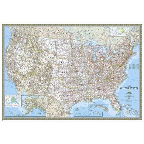 United States Political Enlarged Wall Map Laminated 6925 X 48 Inches