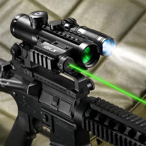 Barska 4x30 Ir Electro Sight With Green Laser And 140 Lum Flashlight
