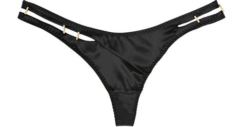 Lyst Agent Provocateur Patti Embellished Stretch Silk Satin Thong In