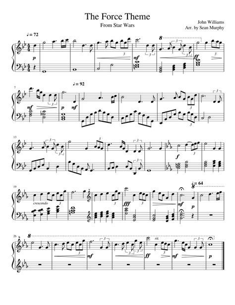 Star wars main theme piano sheet music piano sheet easy piano. The Force Theme (Star Wars Piano Arrangement) sheet music for Piano download free in PDF or MIDI