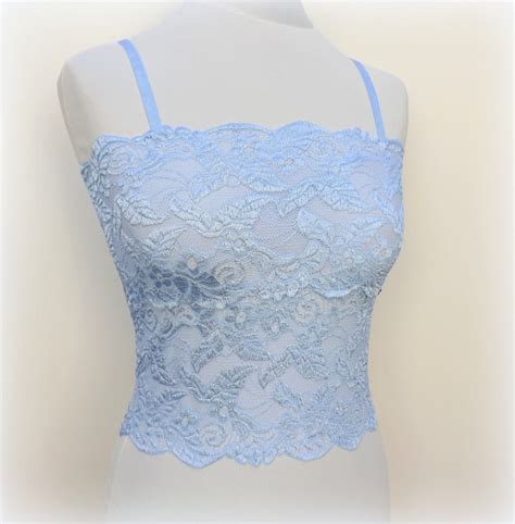 Light Blue Lace Tank Top Camisole See Through Elastic Lace Etsy