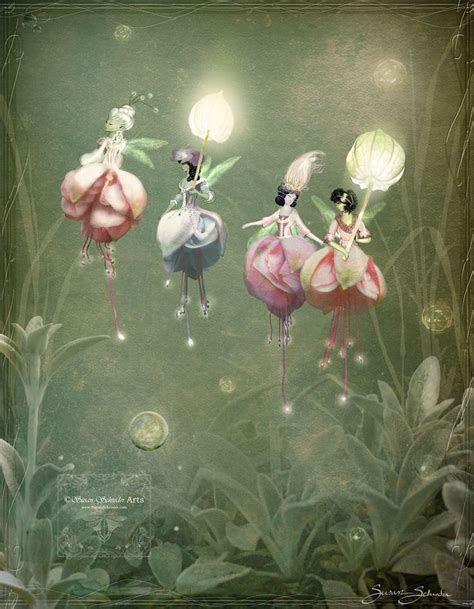Floating Fuchsia Flower Fairies — Susan Schroder Arts Fairy Art