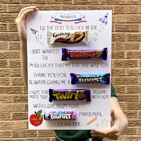 Personalised Teacher Chocolate Board Personalised Ts Etsy