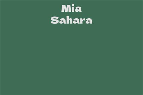 Mia Sahara Facts Bio Career Net Worth Aidwiki