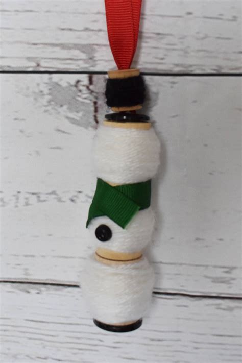 Yarn Spool Snowman Ornament Wood Spool Ornament Snowman Etsy