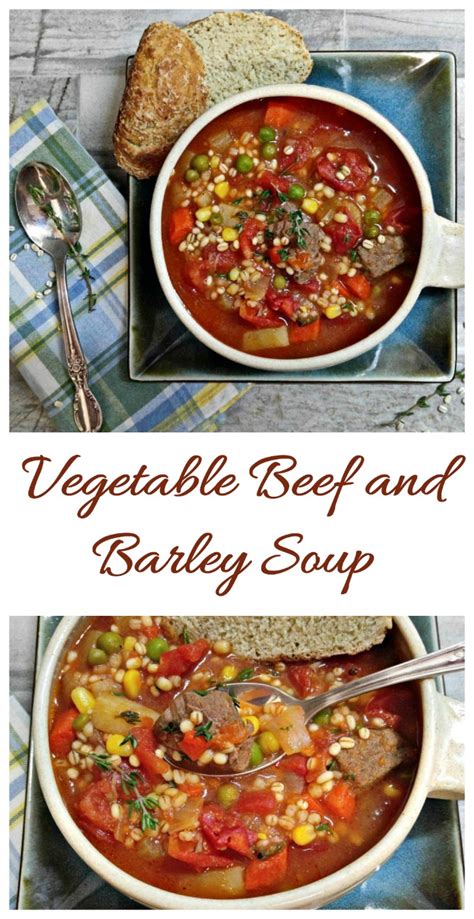 Made with tender chunks of beef roast, nutritious whole grain barley, fresh veggies and a deliciously seasoned broth. Vegetable Beef Barley Soup - (Slow Cooker) - Hearty Winter ...