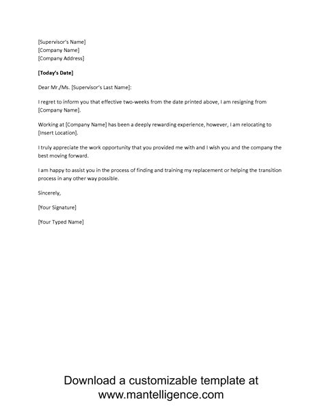 3 Highly Professional Two Weeks Notice Letter Templates Two Week