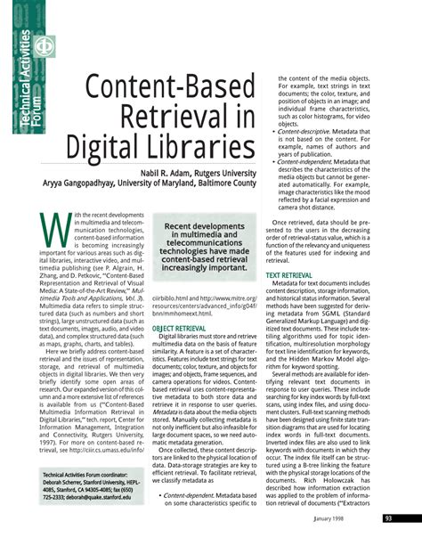 Pdf Content Based Retrieval In Digital Libraries