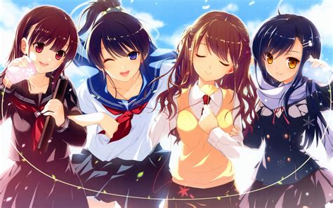 Anime Schoolgirls Fondos De Pantalla Gratis Para Widescreen