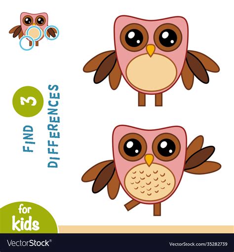 Find Differences Owl Royalty Free Vector Image