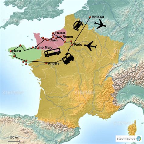 Stepmap Normandie Und Bretagne Landkarte Für Frankreich