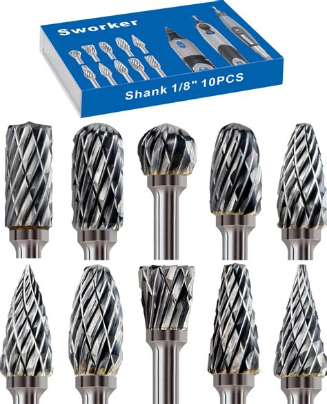 Buy Sworker Carbide Burr Set Compatible With Dremel 18 Shank 10pcs