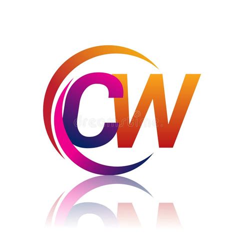 Initial Letter Cw Logotype Company Name Orange And Magenta Color On