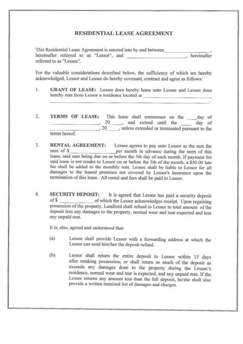 printable sample monthly rental agreement form real