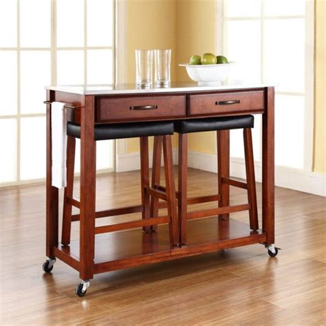 What is the standard height for a kitchen stool? Beautiful Portable Kitchen Island With Stools - Kitchensio