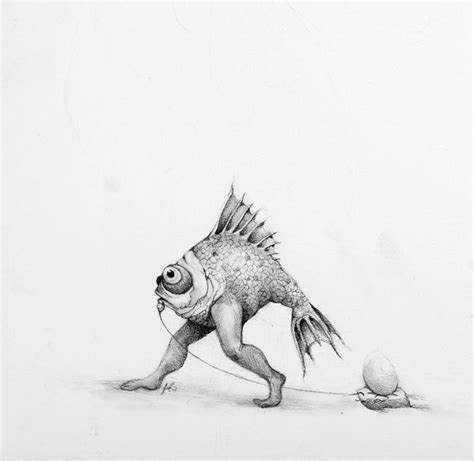 Adonna Khare Goldfish With Legs Surreal Art Surrealism Drawing