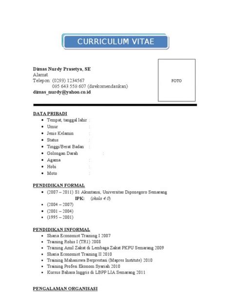 Contoh Daftar Riwayat Hidup Bidan Untuk Melamar Kerja  Download Contoh