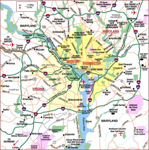 Map Of Washington Dc Area Mile London Top Attractions Map
