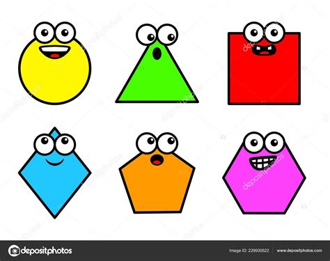Vector Illustration Cartoon Style Funny Multicolor Geometry Shapes Kids