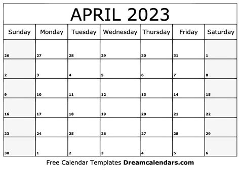 Download Printable April 2023 Calendars