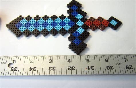 Items Similar To Minecraft Inspired Diamond Sword Perler Bead Sprite Or