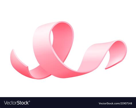 Realistic Pink Ribbon Isolated Over White Vector Image