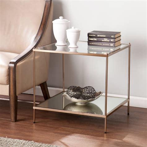 Kreamer Metal And Glass End Table Metallic Gold By Ember Interiors