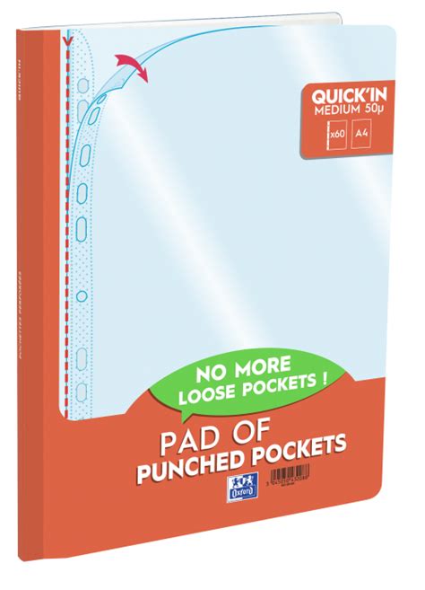 Oxford A4 Punched Pocket Pad Clear 50 Micron 400129426 Pad 60