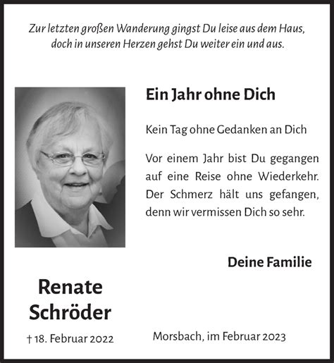 Traueranzeigen Von Renate Schröder Wirtrauern