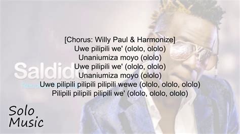 Willy Paul Ft Harmonize Pilipili Lyric Video Youtube