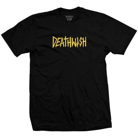 deathwish skateboards death tag skate t shirt black yellow skate clothing from native skate