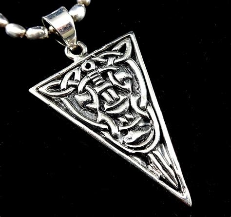 Solid Sterling Silver Celtic Knot Sword In Triquetra Trinity Pendant