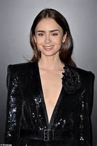 Paris Fashion Week Braless Lily Collins In Plunging Playsuit Daily