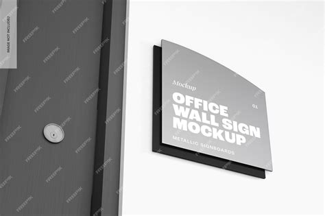 Premium Psd Office Wall Sign Mockup Side View