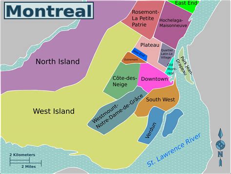 Map Of Montreal Neighborhood Surrounding Area And Suburbs Of Montreal