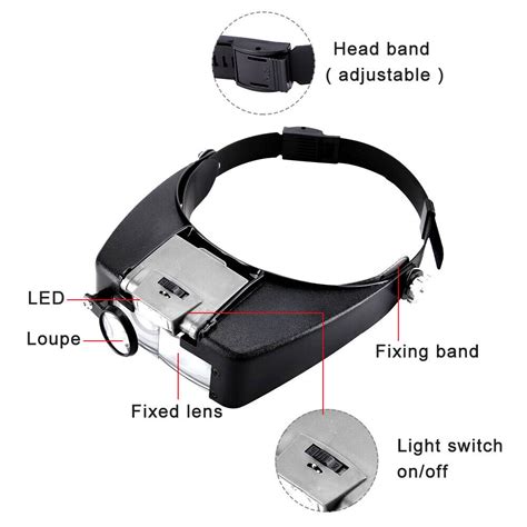 10x magnifying glass headset led light head headband magnifier loupe with box ebay