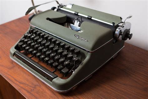 Vintage Olympia Typewriter Working Army Green Typewriter Made In