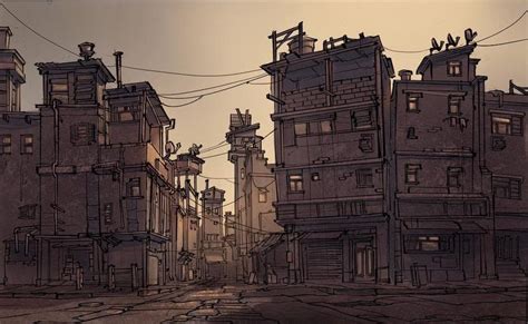 Artstation Slums Anthony Brault Perspective Drawing Architecture