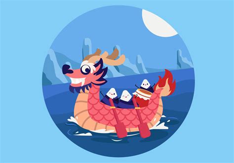 The holiday in china starts from june 25 to 27, 2020. Fun Dragon Boat Festival Vector Flat Illustration ...