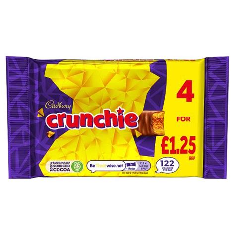 cadbury crunchie chocolate bar 4pk 104 4g pmp £1 25 e natural limited food and drink