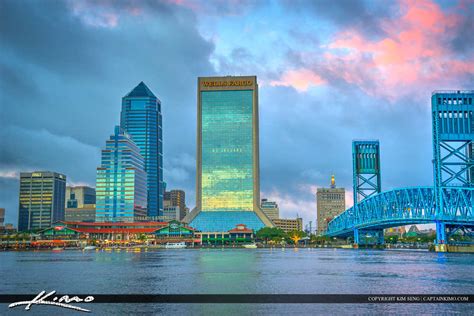 Jacksonville Skyline Florida Duval County Building And Bridge Royal